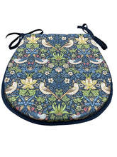 Load image into Gallery viewer, William Morris - Strawberry Thief Navy 100% Cotton D-Shaped Seat Pads For Garden, Patio, Kitchen, Dining