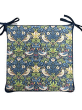 Load image into Gallery viewer, William Morris - Strawberry Thief Navy Square Tie-On Seat Pads Dining/Patio/Garden/Kitchen