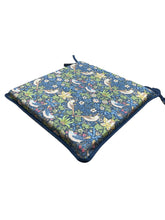 Load image into Gallery viewer, William Morris - Strawberry Thief Navy Square Tie-On Seat Pads Dining/Patio/Garden/Kitchen