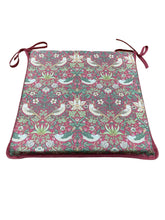 Load image into Gallery viewer, William Morris - Strawberry Thief Crimson Square Tie-On Seat Pads Dining/Patio/Garden/Kitchen