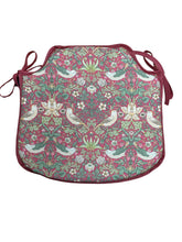 Load image into Gallery viewer, William Morris - Strawberry Thief Crimson 100% Cotton Small Spindle Back Seat Pads For Garden, Patio, Kitchen, Dining