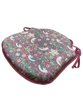 Load image into Gallery viewer, William Morris - Strawberry Thief Crimson 100% Cotton Small Spindle Back Seat Pads For Garden, Patio, Kitchen, Dining