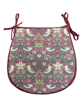 Load image into Gallery viewer, William Morris - Strawberry Thief Crimson 100% Cotton D-Shaped Seat Pads For Garden, Patio, Kitchen, Dining