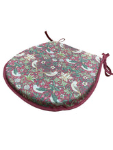 Load image into Gallery viewer, William Morris - Strawberry Thief Crimson 100% Cotton D-Shaped Seat Pads For Garden, Patio, Kitchen, Dining