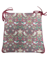 Load image into Gallery viewer, William Morris - Strawberry Thief Crimson Tapered Seat Pads For Garden, Patio, Kitchen, Dining, 100% Cotton