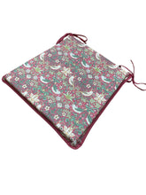 Load image into Gallery viewer, William Morris - Strawberry Thief Crimson Tapered Seat Pads For Garden, Patio, Kitchen, Dining, 100% Cotton