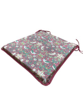 Load image into Gallery viewer, William Morris - Strawberry Thief Crimson Tapered Seat Pads For Garden, Patio, Kitchen, Dining, 100% Cotton