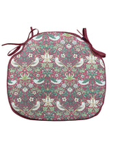 Load image into Gallery viewer, William Morris - Strawberry Thief Crimson 100% Cotton Large Spindle Back Seat Pads For Garden, Patio, Kitchen, Dining