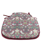 Load image into Gallery viewer, William Morris - Strawberry Thief Crimson 100% Cotton Large Spindle Back Seat Pads For Garden, Patio, Kitchen, Dining