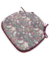 Load image into Gallery viewer, William Morris - Strawberry Thief Crimson 100% Cotton Large Spindle Back Seat Pads For Garden, Patio, Kitchen, Dining