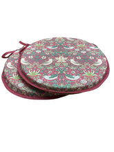 Load image into Gallery viewer, William Morris - Strawberry Thief Crimson 100% Cotton Set Of 2 Round Bistro Seat Pads