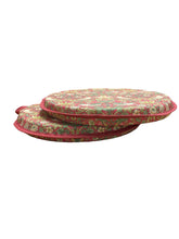 Load image into Gallery viewer, William Morris - Strawberry Thief Crimson 100% Cotton Set Of 2 Round Bistro Seat Pads