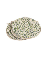 Load image into Gallery viewer, Green Leaves Set of 2 Round Bistro Seat Pads For Garden/Patio 12" 14" 16"
