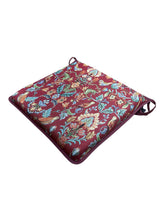 Load image into Gallery viewer, William Red Tapestry Square Tie-On Seat Pads Dining/Patio/Garden/Kitchen