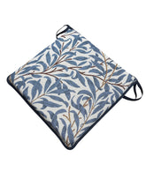 Load image into Gallery viewer, William Morris - Willow Bough Azure Tapestry Square Tie-On Seat Pads Dining/Patio/Garden/Kitchen