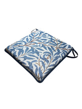 Load image into Gallery viewer, William Morris - Willow Bough Azure Tapestry Square Tie-On Seat Pads Dining/Patio/Garden/Kitchen
