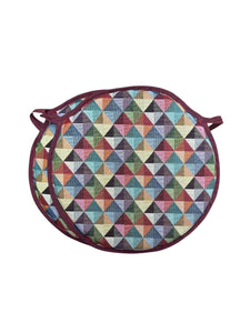 Big Holland Tapestry Set of 2 Round Bistro Seat Pads 12" 14" 16"