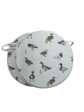 Load image into Gallery viewer, Mallard Ducks Set of 2 Round Bistro Seat Pads For Garden/Patio