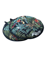 Load image into Gallery viewer, Rainforest Black Tapestry Set of 2 Round Bistro Seat Pads 12&quot; 14&quot; 16&quot;