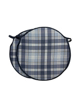 Load image into Gallery viewer, Highland Check Denim Set of 2 Round Bistro Seat Pads For Garden/Patio