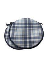 Load image into Gallery viewer, Highland Check Denim Set of 2 Round Bistro Seat Pads For Garden/Patio