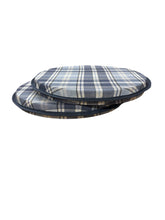 Load image into Gallery viewer, Highland Check Denim Set of 2 Round Bistro Seat Pads For Garden/Patio