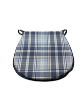 Load image into Gallery viewer, Highland Check Denim D-Shaped Seat Pads For Garden, Patio, Kitchen, Dining