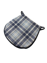 Load image into Gallery viewer, Highland Check Denim D-Shaped Seat Pads For Garden, Patio, Kitchen, Dining