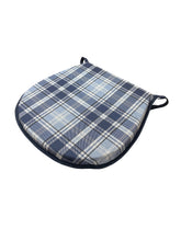 Load image into Gallery viewer, Highland Check Denim D-Shaped Seat Pads For Garden, Patio, Kitchen, Dining
