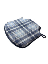 Load image into Gallery viewer, Highland Check Denim Small Spindle Back Seat Pads For Garden, Patio, Kitchen, Dining