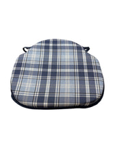 Load image into Gallery viewer, Highland Check Denim Large Spindle Back Seat Pads For Garden, Patio, Kitchen, Dining