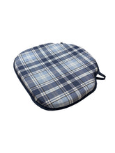 Load image into Gallery viewer, Highland Check Denim Large Spindle Back Seat Pads For Garden, Patio, Kitchen, Dining