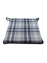 Load image into Gallery viewer, Highland Check Denim Square Tie-On Seat Pads Dining/Patio/Garden/Kitchen