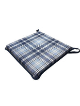 Load image into Gallery viewer, Highland Check Denim Square Tie-On Seat Pads Dining/Patio/Garden/Kitchen