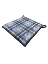 Load image into Gallery viewer, Highland Check Denim Tapered Seat Pads For Garden, Patio, Kitchen, Dining