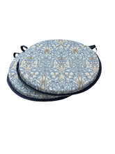 Load image into Gallery viewer, William Morris - Snakehead Denim 100% Cotton Set Of 2 Round Bistro Patio Seat Pads