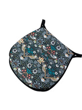 Load image into Gallery viewer, William Morris - Strawberry Thief Tealwood 100% Cotton D-Shaped Seat Pads For Garden, Patio, Kitchen, Dining