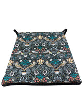 Load image into Gallery viewer, William Morris - Strawberry Thief Tealwood Tapered Seat Pads For Garden, Patio, Kitchen, Dining, 100% Cotton