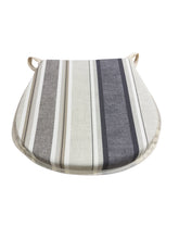 Load image into Gallery viewer, Luella Stripe Natural D-Shaped Seat Pads For Garden, Patio, Kitchen, Dining