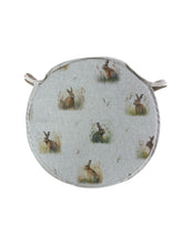 Load image into Gallery viewer, Country Hares Round Bistro Seat Pad For Garden/Patio 12" 14" 16"
