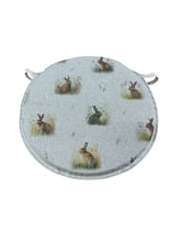 Load image into Gallery viewer, Country Hares Round Bistro Seat Pad For Garden/Patio 12" 14" 16"