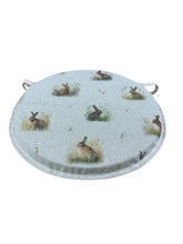 Load image into Gallery viewer, Country Hares Round Bistro Seat Pad For Garden/Patio 12" 14" 16"