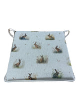Load image into Gallery viewer, Country Hares Square Tie-On Seat Pads Dining/Patio/Garden/Kitchen