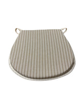 Load image into Gallery viewer, Regency Ticking Stripe Natural D-Shaped Seat Pads For Garden, Patio, Kitchen, Dining