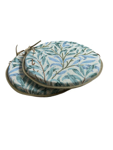 William Morris - Willow Bough Seaspray Tapestry Set Of 2 Round Bistro Seat Pads