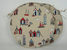 Load image into Gallery viewer, Set of 2 Seaside Linen Round Bistro Seat Pads 12" 14" 16" For Bistro, Patio, Dining, Kitchen
