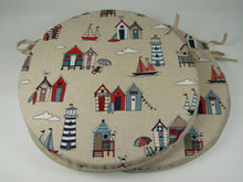 Load image into Gallery viewer, Set of 2 Seaside Linen Round Bistro Seat Pads 12" 14" 16" For Bistro, Patio, Dining, Kitchen