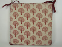 Load image into Gallery viewer, Mulberry Tree Red Square Tie-On Seat Pads Dining/Patio/Garden/Kitchen