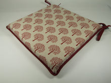 Load image into Gallery viewer, Mulberry Tree Red Square Tie-On Seat Pads Dining/Patio/Garden/Kitchen