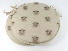 Load image into Gallery viewer, Set of 2 Country Sheep Round Bistro Seat Pads